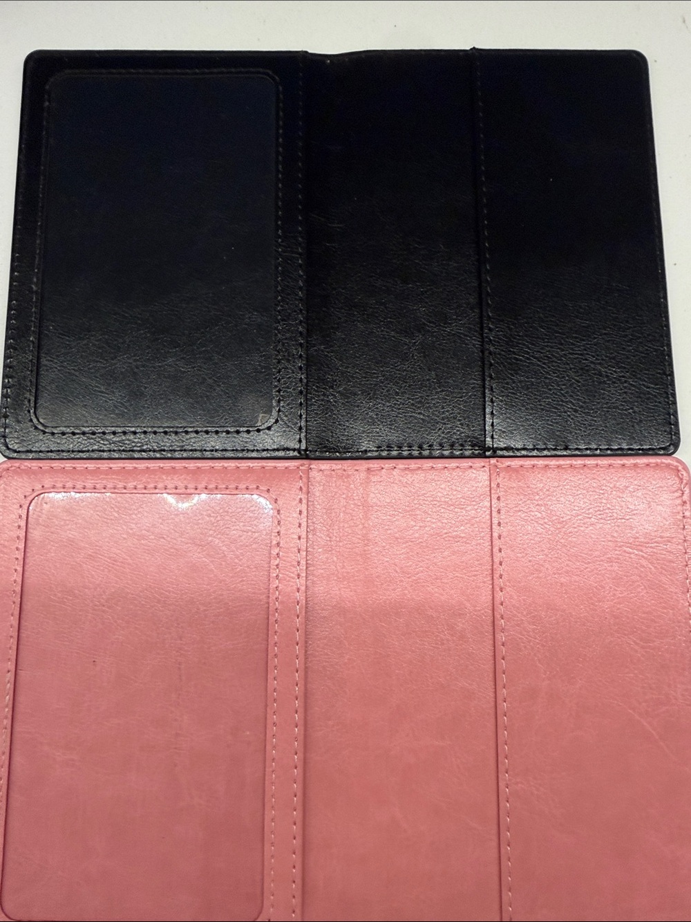 Passport Cover Set - Pink and Black Leatherette Travel Wallets - Picture 2 of 2